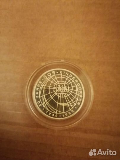 10 марок Германия 1999г. Серебро