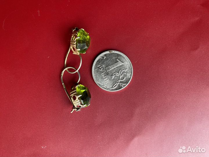 Серебряные серьги СССР 875 хризалит