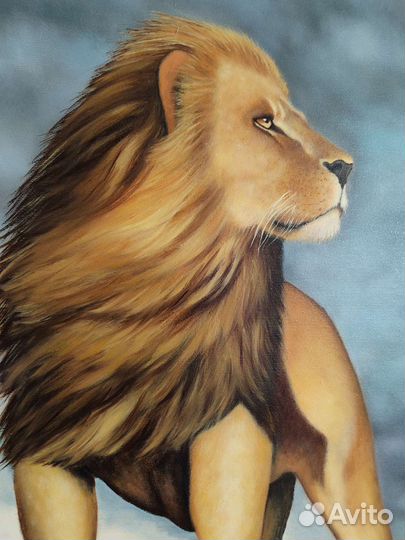 Картина маслом на холсте Лев, ручная работа