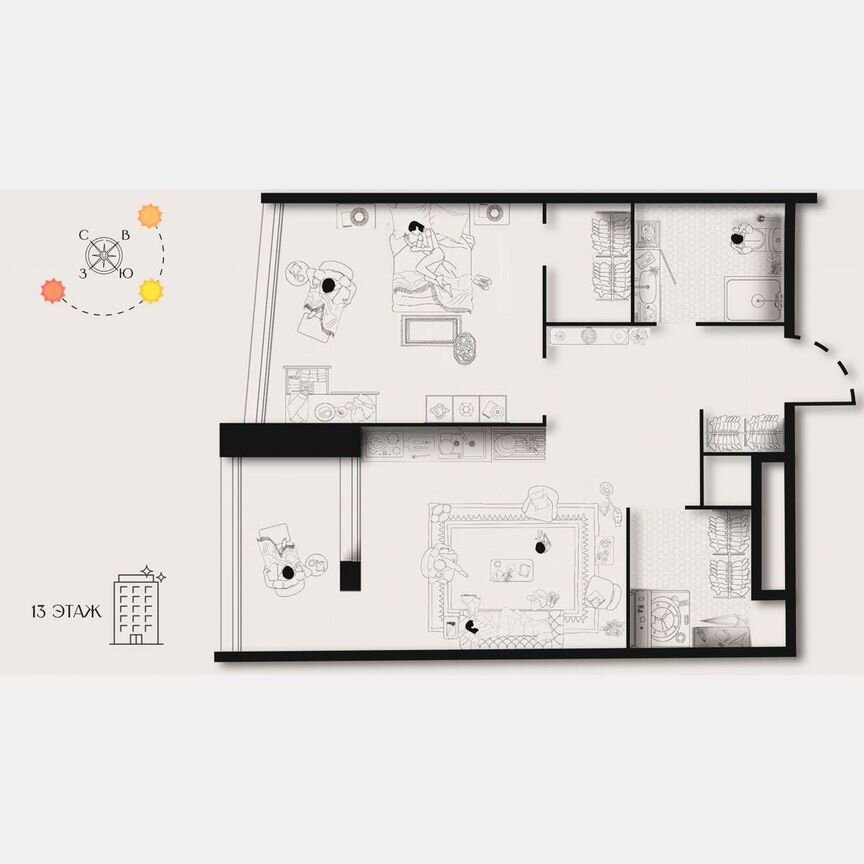 1-к. квартира, 46,2 м², 13/28 эт.
