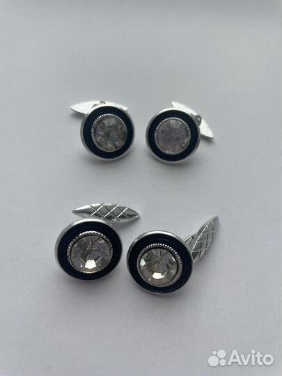 Запонки винтажные под серебро 2 пары