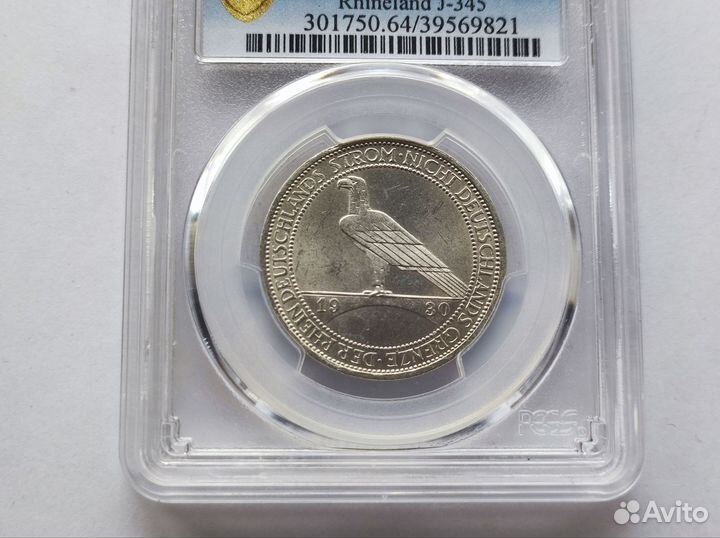 3 Марки 1930 А Рейнланд pcgs MS 64