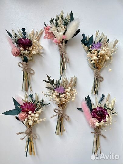 Мини-букеты из сухоцветов ручная работа