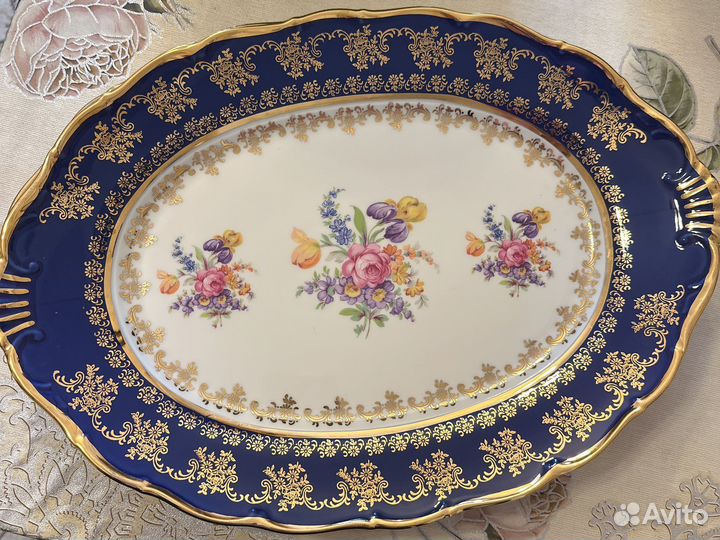 Овальное блюдо Констанция пц синий Кобальт