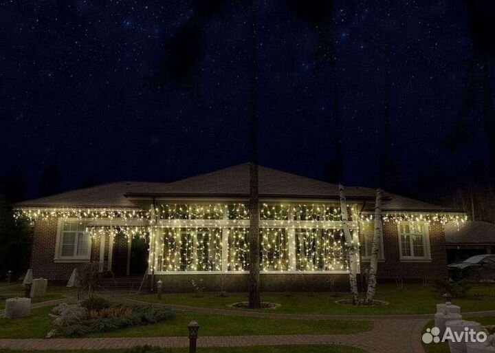 Украшение домов гирляндами