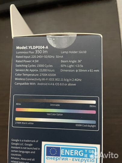 Умные лампы yeelight gu10 smart bulb