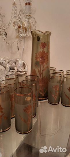 Кувшин со стаканами Богемия