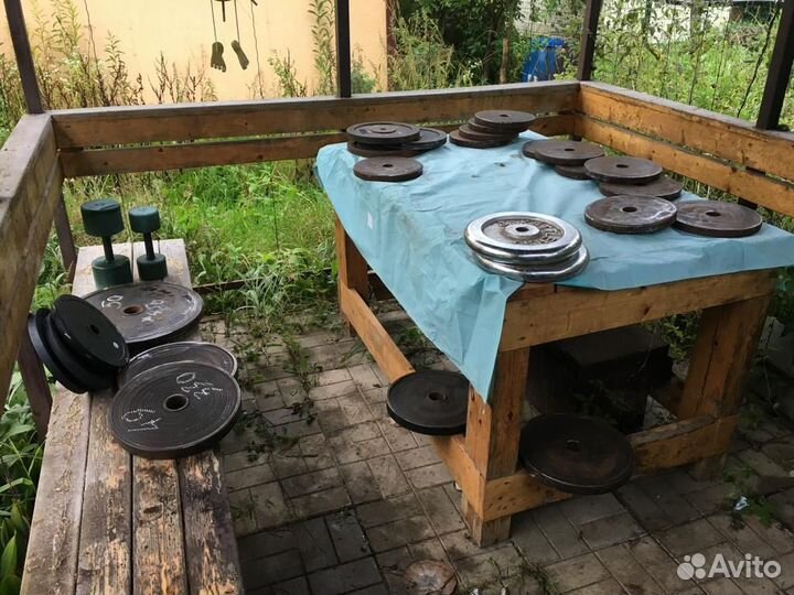 Диски для штанги, мешок боксерский, штанги