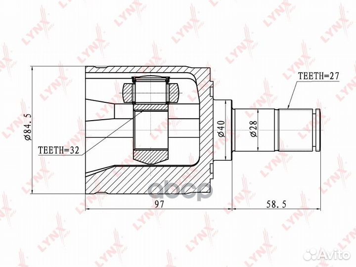 Шрус внутренний перед прав/лев CI3400 lynxauto