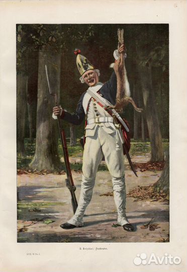 Литография. Охота. Олени. Лоси. Заяц