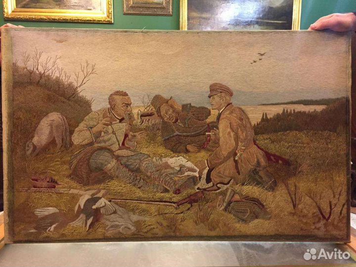 Большая картина в родной раме. Вышита на ткане