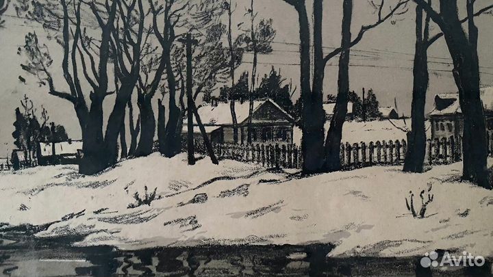 Картина Куликов. Автолитография.“Оттепель”. 1950