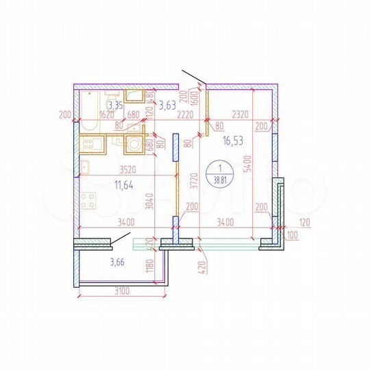 1-к. квартира, 38,8 м², 8/17 эт.