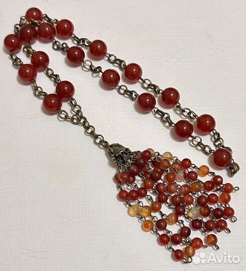 Длинное колье / бусы из сердолика