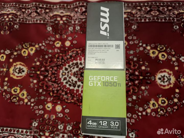 Видеокарта MSI GeForce GTX 1050 Ti 4GT OC