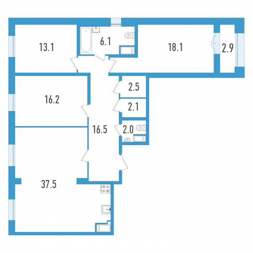 3-к. квартира, 115 м², 11/19 эт.