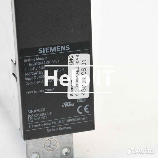 Модуль Siemens Sinamics 6SL3100-1AE31-0AB1