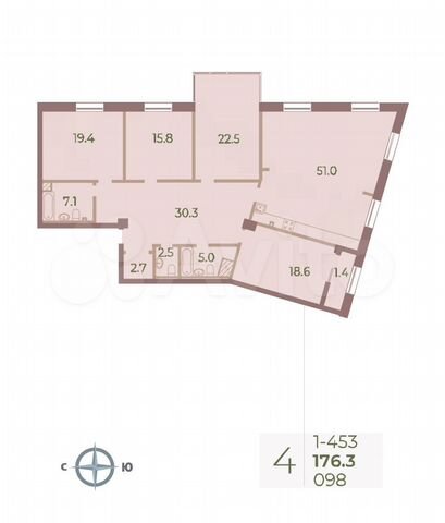4-к. квартира, 176,3 м², 5/9 эт.