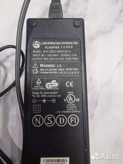 Блок питания для ноутбука acer 20v 6A 120w