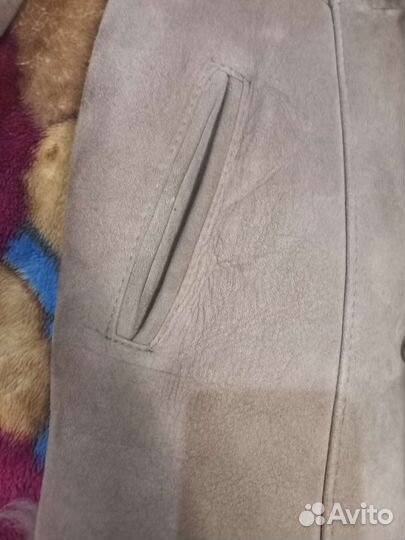 Дубленка натуральная женская с капюшоном 52-56 бу