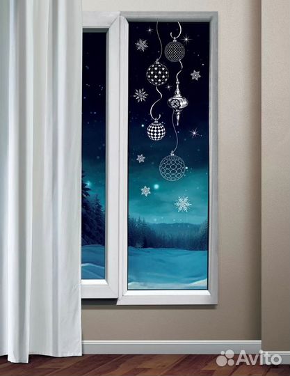 Новогоднее украшение, новые наклейки на окна