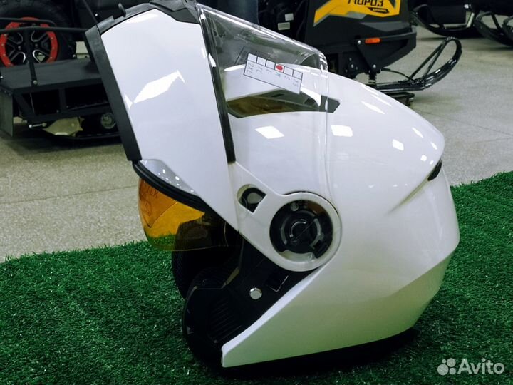 Шлем Снегоходный с подогревом (модуляр) Vega White