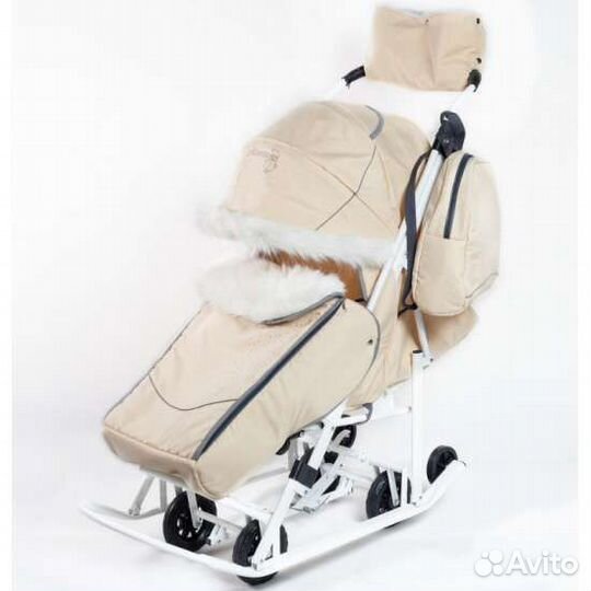 Санки-коляска Pikate, бежевые
