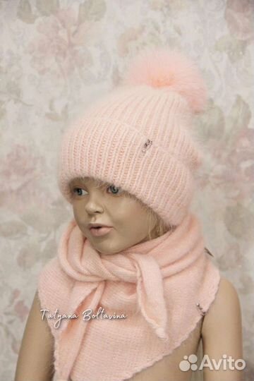 Шапочка и бактус из пуха норки