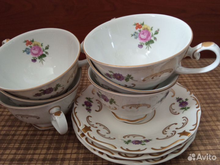 Чайный сервиз Райхенбах ГДР тонкий фарфор