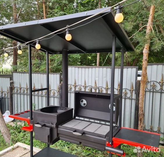 Барбекю комплекс:мангал с крышей печь гриль смокер