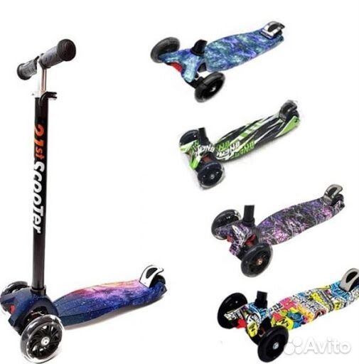 Самокат Мини Принт на 3-х Светящихся колесах (2 ко