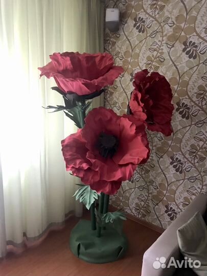 Цветы для фотозоны Ростовые цветы Маки из фоамиран