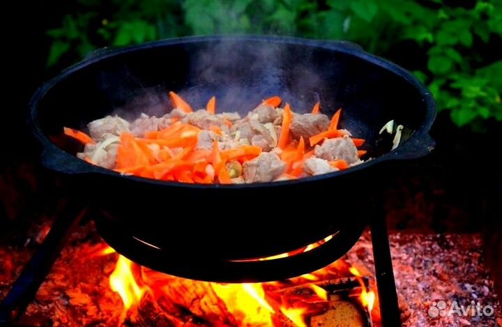 Настоящий узбекский казан чугун 12л с крышкой