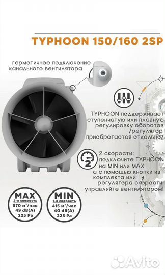 Вентилятор канальный typhoon D150/160, вытяжка