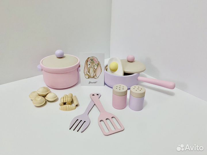Детская деревянная посудка для кухни Дуктиг