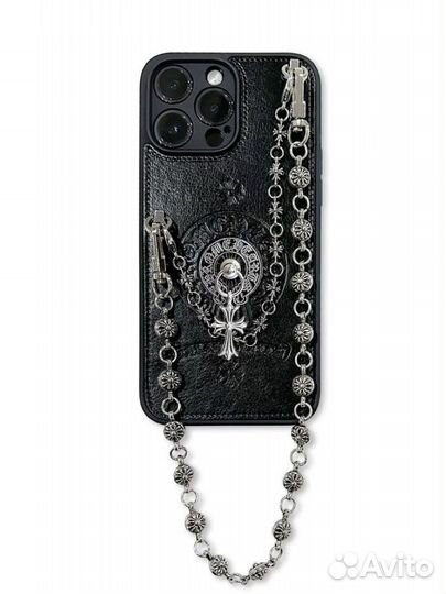 Чехол Chrome Hearts на iPhone 15 Pro Max с цепями