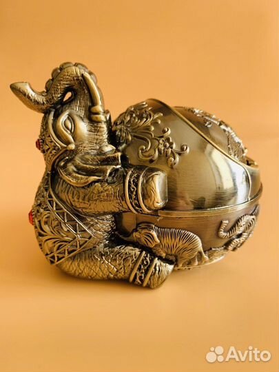 Статуэтка слон пепельница бездымная металл