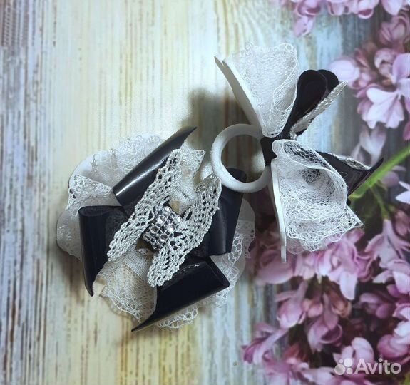 Бант заколка для волос ручной работы