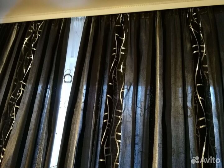Шторы чёрные с серебром