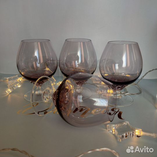 Бокалы рюмки СССР дымчатый хрусталь