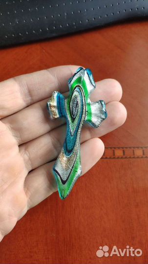 Крест из венецианского стекла, подвеска