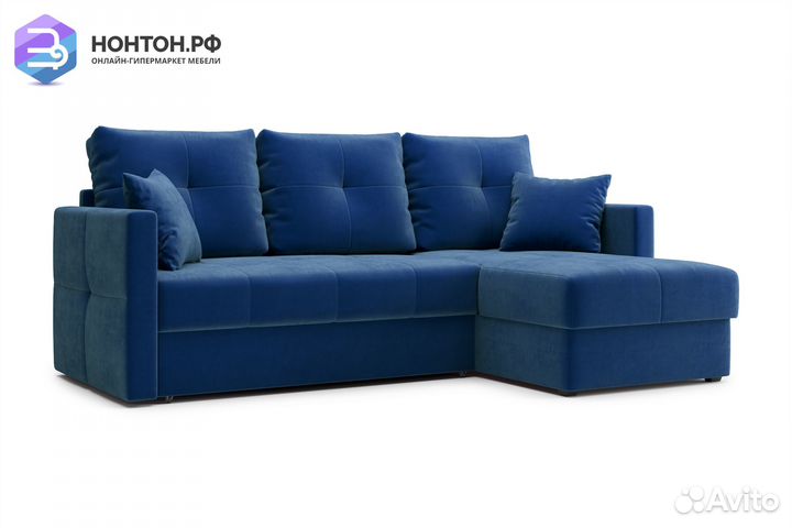 Диван угловой дельфин Вита темно-синий