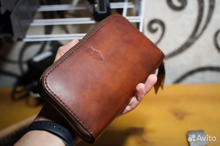 Мужской кошелёк, кожаный, клатч