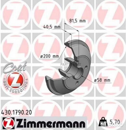 Zimmermann 430.1790.20 барабан торм OPL agila (B) (H08) 1.0-1.2/1.3cdti 08- 238X81.5 зад вент