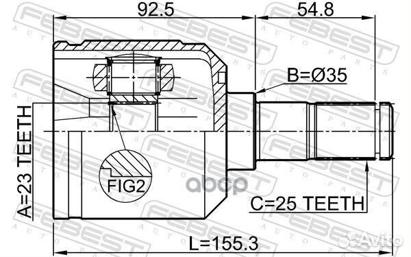 ШРУС внутренний 23x35x25 (mitsubishi RVR