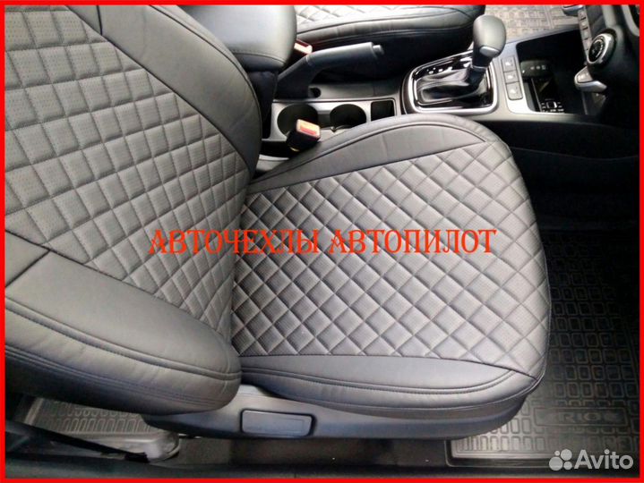 Чехлы Автопилот Opel Zafira из экокожи чёрные Ромб