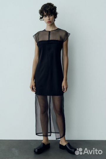Платье с прозрачными вставками Zara
