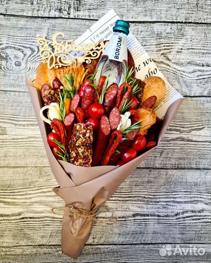 Съедобные букеты для мужчин, букет из колбасы