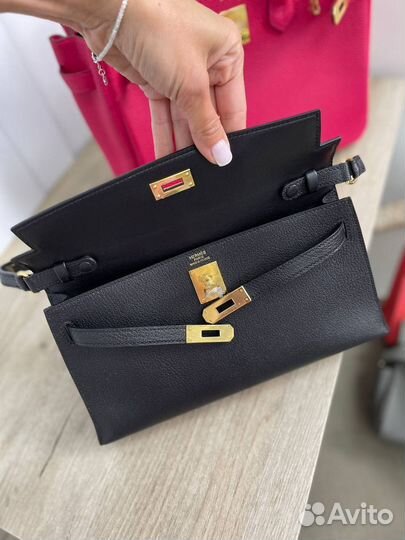 Сумка hermes kelly Elan GHW Black Chevre Mysore