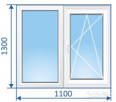 Пластиковое окно 1100х1300 под заказ